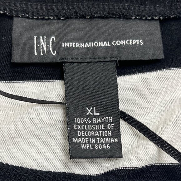 INC Black & White Striped Blouse 3/4 Sleeve Relaxed Fit Casual Sz XL - New - Picture 6 of 9